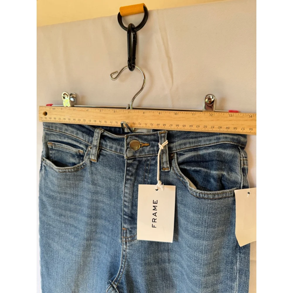 FRAME Flare Jeans Women’s Blue Size 26 Le Easy Raw Hem High-Rise Denim NWT - Picture 8 of 10